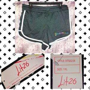 Lit26 brand Black w/White Trim Good Vibes Soft Knit Jogger Shorts 1XL(14/16/18)